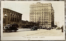 C.P.R. Depot Calgary Alberta Canada 1948 Color Tinted Photo Postcard RPPC 1362 picture