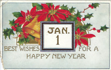 Best Wishes Happy New Year Gilded Vintage Postcard picture