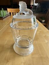 EAPG Gillinder & Sons Frosted Lion Glass Covered Sugar Bowl 9in 1870s GS11 picture