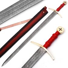 Fire Quest Knights of Templar Damascus Steel Medieval Arming Sword, exotic sword picture