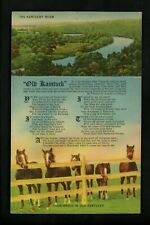Poetry Poem Poet Postcard State Kentucky KT Old Kaintuck Horses River Linen picture