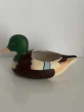 Mallard Ceramic Duck Hand Painted Planter Made N Taiwan 4.5” Wide 10” Long EUC picture