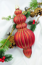 Large Ruby Red Cracked Glass Finish Christmas Ornament picture