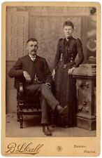 Antique Circa 1880s ID'd Cabinet Card Fannie Witherell & Husband Call Dexter, MA picture