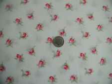 Yuwa Sweet Red and Pink Rosebuds on Cottage White 100% Cotton Fabric  BTY picture