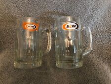 Vintage Set of 2 A&W Root Beer Mugs 6'' - One with USA Map A & W picture