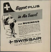 1955 Swissair Air Travel For Business Man Lounging Chair Vintage Print Ad 2402 picture