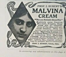 Toledo Ohio Vintage Print Ad  PROF. I. HUBERT'S MALVINA CREAM 1902 picture
