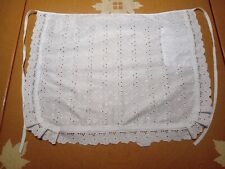 Vintage Eyelet Apron w/Pocket White Embroidery, Handmade, French Maid Costume picture