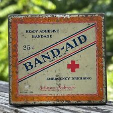 Vintage 1920s Band-Aid Johnson & Johnson Tin Packaging Collectable Made in USA picture