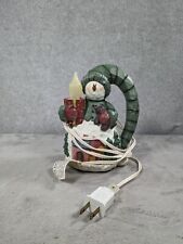 Snowman Holding Bear Hat Lamp Night Light Christmas Holiday Winter Decor - Works picture