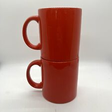 Vintage 2pc Waechtersbach Red Ceramic Coffee Cups Mugs 10oz West Germany picture