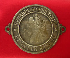 Vintage SAINT CHRISTOPHER Medal Plaque Metal Decoration French Religious picture