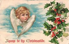 Joyous Be Thy Christmastide Cherub Wings c1907 Postcard D341 picture