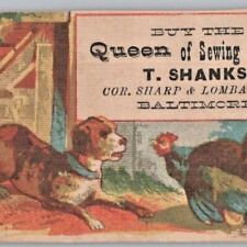 1880s Queen Sewing Machine Sharp Lombard Street Baltimore Maryland Trade Card picture