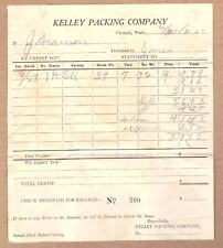 1925 Kelley Packing Company Original Receipt, Chehalis Washington picture