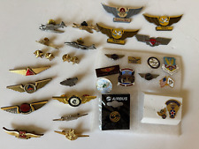 Lot 32 Vintage Airline Wings Lapel Pins Delta AA Alaska Bell Airbus Stars  J picture