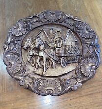 Vintage Rothenburg German Carved Wood Resin 9.5” Collector Plate *FREE SHIPPING* picture
