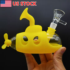 Yellow 4.9 Inch Glass & Silicone submarine Water Pipe Bong Hookah Bubbler + Bowl picture