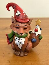Jim Shore Heartwood Creek Christmas Fox with Hat Figurine 4058808 3.75” picture