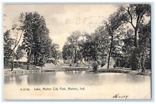 1907 View Of Lake Matter City Park Marion Indiana IN Rotograph Antique Postcard picture