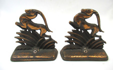 Antique Vintage Pair of Cast Iron Gazelle Book Ends. W. H. Howell.1920's-1930's picture
