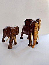 Two Beautiful Hand Carved Wooden African Elephant Figures, 5 1/2