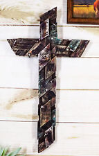 Rustic Country Farmhouse Western Multi Layer Faux Plank Wood Collage Wall Cross picture
