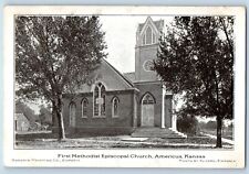Americus Kansas Postcard First Methodist Episcopal Church Building 1911 Vintage picture