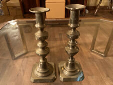 Vintage Pr Solid Brass Candlesticks Stepped Taper Candle Holders Octagonal Bases picture