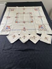 vintage embroidered linen tablecloth With Napkins picture