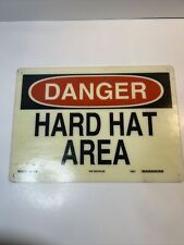 Nice Old Vintage Used Retired Danger Hard Hat Area Sign 74187 Brady 14