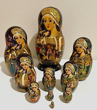 10x Hand Painted Signed Collectible Museum Quality Matryoshka Nesting Dolls SIGN picture