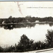1908 Cedar Falls, IA Summer Cottages Litho Photo Postcard Houses Cedar River A38 picture