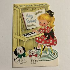 Vintage 1957 American Greetings Die Cut Glittered Daughter Birthday Card Signed  picture
