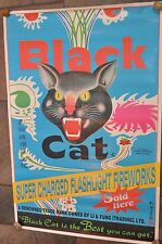 RARE BLUE Vintage Li & Fung BLACK CAT Firecrackers POSTER 23x34