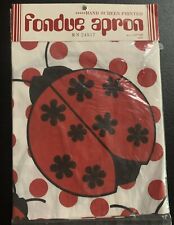 Vintage Ladybug Fondue Apron Hand Screen Printed Cotton JAPAN - New In Package picture
