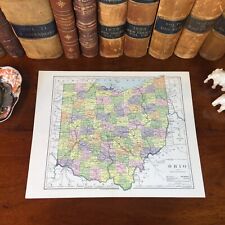 Original 1885 Antique Map OHIO Columbus Akron Toledo Dayton Cleveland Youngstown picture