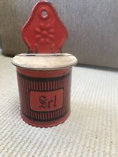 CLEARANCE ITEM READ = french SEL Box.  ENAMELWARE red with black raised stripes picture
