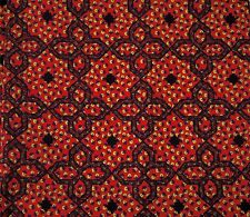 Vintage 70s Abstract Suzani Polyester Cotton Red Black Fabric 44