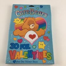 Care Bears Foil Valentine Cards Sticker Sheet Vintage American Greeting New 2003 picture