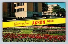 Akron OH-Ohio, Banner Greetings, Scenic University of Akron Vintage Postcard picture