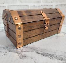 Vtg Wooden Treasure Chest trinket jewlery box copper hardware picture