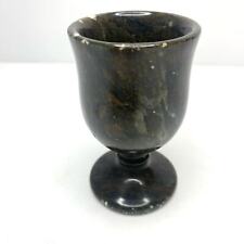 small stone cordial goblet vintage from Korea 1969 polished marbled brown gray picture