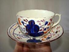Antique ALLERTON'S Gaudy Welsh Oversize TEACUP SAUCER Gaudy Welsh, Grape Pattern picture