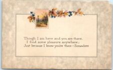 Postcard - Love/Romance Greeting Card - Flowers and Landscape Scene Art Print picture