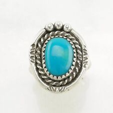 Vintage Native American Sterling Silver Ring, Turquoise Stamped Blue Size 7 1/2 picture