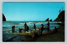 Pacific Ocean Seacoast WA-Washington, Smelt Fishing, Beach, Vintage Postcard picture