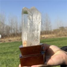 970g Natural clear quartz Obelisk Quartz Crystal Point Wand gem +Stand WA537 picture