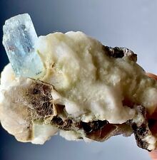 182 CT Aquamarine Crystal Combine Feldspar & Mica Specimen From Skardu Pakistan picture